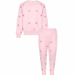 Lola + The Boys Pink Full Heart Jogger Set - Size 8